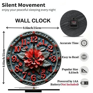 Round Wooden Wall <b>Clock</b> 25Cm Antique Decor Silent Non Ticking For Home Living Room Villa Decor - Product Image 5