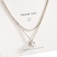 Collier en argent 925 avec double zircon, nouvelle collection de bijoux fantaisie pour femmes, vente en gros