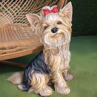 Statue de Yorkshire Terrier, Statues de chien Yorkie assis, Statues d'animaux en plein air, Statues de chien pour jardin, Yorkie en résine peinte à la main