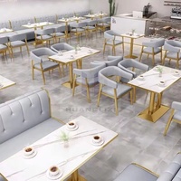 Großhandel Custom Modern Restaurant Möbel Sets Cafe Fast Food Stand Sitzsofa Metall Esstische und Stühle Set