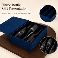 Boîte cadeau rigide personnalisée avec impression pour bijoux, cosmétiques, bougies et emballage de trois bouteilles de vin avec insert de séparation pour cadeaux de marque