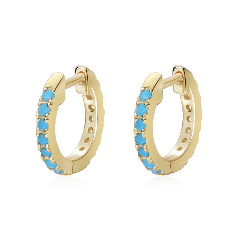 Hot Selling Earring Jewelry Minimalist 18K Gold Plated 925 Sterling Silver Classic Zircon Hoop Huggie for Women