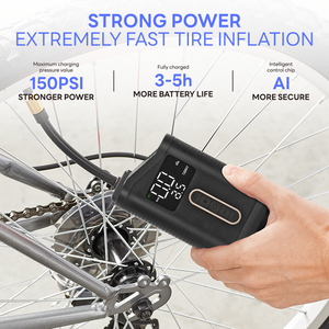 Gonfleur portable ABS multi-scénarios - Voitures, vélos, ballons - Plage de pression de 3 à 120 PSI - Jauge numérique et lumière d'urgence - Product Image 2