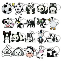 Vente en gros directe usine : Porte-clés animaux 2D en silicone, modèles chien et chat, avec anneau porte-clés pour la décoration de sacs à dos