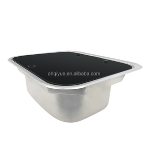 <strong>RV</strong> Camper Sink with <strong>Faucet</strong> &amp; Black Flip Lid Stainless Steel Kitchen Basin for Travel Trailers - Product Image 3