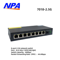Switch PoE no administrado de 8 puertos 2.5G + enlace ascendente SFP de 10G apilable para cámara IP/WiFi Plug and Play AP-7018-2.5G
