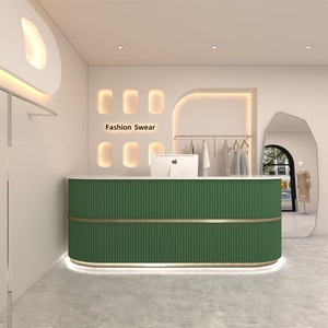 Custom Logo Cashier Front <b>Desk</b> Oval Reception <b>Desk</b> Hot Pink Salon Furniture <b>Simple</b> Clothing Store Reception <b>Desk</b> - Product Image 5