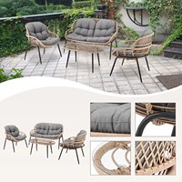 Ensembles de meubles de jardin en rotin modernes et confortables à bas prix pour les cafés et les parcs, terrasse de haute qualité