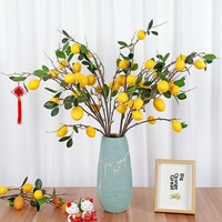 Kunstmatige citroen huisdecoratie fotografie rekwisiet nieuwjaarsgroene plant ornament 3-koppig 5-koppig 7-koppig bladeren kunstmatig fruit PU