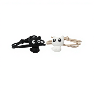 Noeud de cheveux en plastique/résine, chat aux grands yeux noir et blanc, mignon, simple, doux, style japonais et coréen, pour étudiantes, essentiel pour les filles, pour la queue de cheveux - Product Image 1