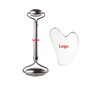 ODM/OEM masaje facial rodillo de acero inoxidable instrumento de estiramiento facial hogar rodillo facial Acero inoxidable GUA SHA Set - Product Image 1