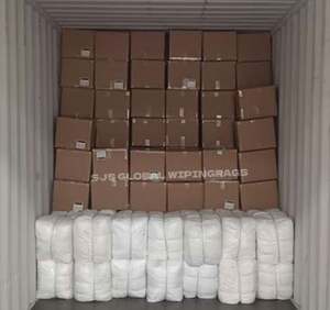 Chiffons de nettoyage en coton 100% blanc, 10 kg, en tricot, issus de t-shirts recyclés, 20 sacs - Product Image 1