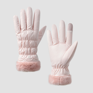 Nuevo diseñador personalizado térmico impermeable pantalla táctil felpa puño mano guantes de invierno para mujeres - Product Image 1