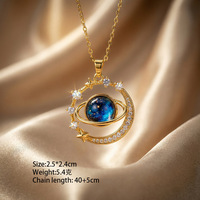 Collier Planète en Cuivre et Zirconium Cubique Entièrement Sertie de Diamants pour Femme, Chaîne de Clavicule Élégante et Résistante au Ternissement, Bijou de Luxe Léger et de Niche