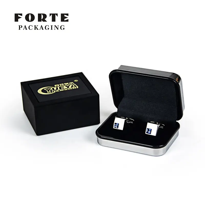 FORTE-joyero de cuero PU de lujo, caja de embalaje de mancuernas con logotipo personalizado, nuevo diseño, en Stock