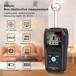 WM7088 Hygromètre portable sans broche <span class=keywords><strong>pour</strong></span> <span class=keywords><strong>bois</strong></span>/murs/plaques <span class=keywords><strong>de</strong></span> plâtre/béton/<span class=keywords><strong>bois</strong></span> <span class=keywords><strong>de</strong></span> <span class=keywords><strong>chauffage</strong></span> avec détection <span class=keywords><strong>de</strong></span> 40 mm, écran LCD 3 couleurs et alarme sonore - Product Image 2