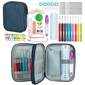 Cute 72pcs Ergonomic Sewing Kit Soft Handle Crochet Hook Set Knitting Knit Needles Set For Needlework Handcraft Work