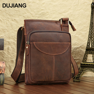 กระเป๋าหนังแท้สะพายข้างผู้ชาย Dujiang สีกาแฟ ทนทานต่อการใช้งาน เหมาะสำหรับการเดินทางพักผ่อน กระเป๋าสะพายไหล่แนวตั้ง - Product Image 2