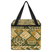 Sac à lunch isotherme portable avec imprimé botanique tropical en feuilles de noix de coco et doublure en feuille métallisée épaisse