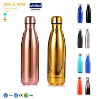 Bouteille isotherme personnalisée en acier inoxydable plaqué cuivre, 500 ml et 350 ml, écologique, anti-fuite, pour boissons gazeuses – Cadeau d'entreprise