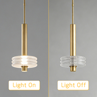Lustre suspendu moderne en verre transparent exquis, style européen, en laiton massif, pour chambre à coucher et chevet