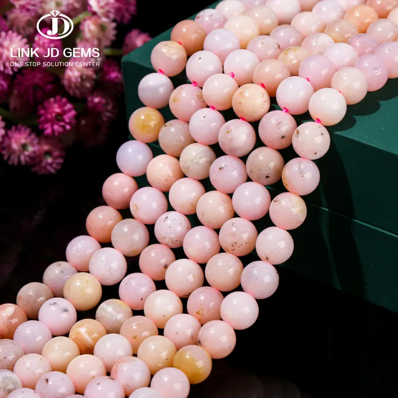 Cuentas de ópalo Rosa Natural, accesorio hecho a mano, adornos para fabricación de joyas, tamaño de 6/8/10mm, 3A 5A