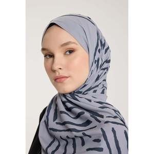 Pure Tone Shawl - V Pattern - <b>Silver</b> - Smoke - V Pattern - <b>Silver</b> - Smoke - Product Image 1