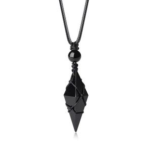 Pendentif hexagonal en obsidienne naturelle originale, collier ciel étoilé pour homme et femme, tendance, <span class=keywords><strong>personnalisé</strong></span>, pour <span class=keywords><strong>couple</strong></span>, livraison gratuite d'usine - Product Image 2