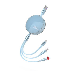 Câble USB de charge rapide 3 en 1 100W 5A, conducteur en cuivre pur, adapté pour <span class=keywords><strong>iPhone</strong></span>, Android, type C, ordinateur, gaine en TPE - Product Image 3