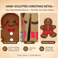 Ensemble repas bébé en silicone motif pain d'épices de Noël, qualité alimentaire, kit complet d'alimentation pour nourrissons, coffret cadeau de Noël pour nouveau-né