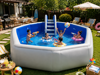 Piscine octogonale portable en PVC avec design gonflable pliable, escalier et couverture personnalisables