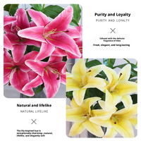 Fleur de lys artificielle en soie imperméable à l'eau, faite à la main, à 3 têtes, effet toucher réel, pour la décoration de table à la maison, arrangement floral de mariage