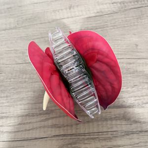 Jepit Rambut Hawaii Buatan Tropis PU Anthurium Aksesoris Rambut Fashion - Product Image 2