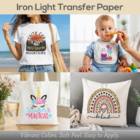 Papier transfert imprimable jet d'encre A4 pour t-shirts clairs – Feuilles thermocollantes pour presse à chaud pour motifs personnalisés sur tissus en coton