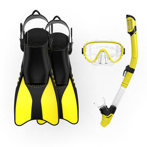 Masque de plongée et tuba en verre trempé certifié, ensemble de 3 pièces, palmes entièrement sèches, tuba respirant réglable, palmes ajustables pour adultes - Product Image 1