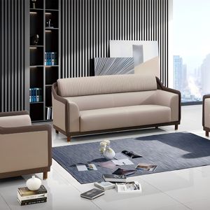 Sofá de recepción ejecutivo de cuero de grano completo italiano, diseño moderno Premium para oficina en casa de lujo CEO Suite - Product Image 2