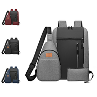 Nouveau design de sac d'école étanche sac d'ordinateur portable Oxford sac à dos ensemble de trois pièces de sacs d'ordinateur