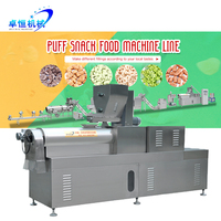 Ligne de production de machines de fabrication de snacks de maïs soufflé et de riz à double vis extrudeuse entièrement automatique de l'usine Zhuoheng