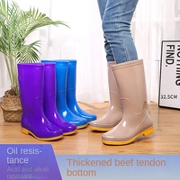 Bottes de pluie hautes pour femmes, marque Golden Elephant, imperméables, semelles en PVC et caoutchouc thermoplastique, à talons hauts, doublées, pour usage en cuisine