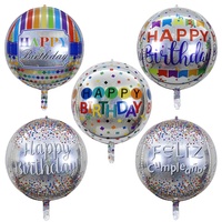Ballons en aluminium métallique 4d de 22 pouces, sphère dégradée, arc-en-ciel, pour la décoration de fête d'anniversaire, vente en gros