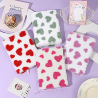 Vente flash - Carnet A5 en fourrure de lapin colorée à motif cœur pour la Saint-Valentin - Cadeau pour étudiants