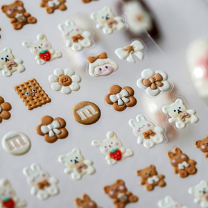 Pegatinas de Uñas 5D con Diseño de Animales, Osos, Conejos, Lazos y Niñas, Decoración de Uñas, Adhesivo para Uñas, <span class=keywords><strong>Manicura</strong></span> - Product Image 5