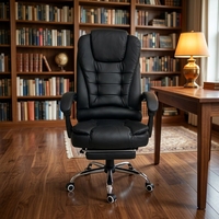 Chaise de bureau exécutive ergonomique moderne en cuir PU à dossier haut réglable, pivotante, avec accoudoirs articulés, roulettes silencieuses et base en fer