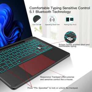 Clavier rétroéclairé rechargeable 7RGB de vente chaude pour <span class=keywords><strong>Microsoft</strong></span> <span class=keywords><strong>Surface</strong></span> Pro 8 9 10 11 clavier sans fil détachable - Product Image 5