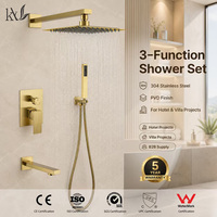 Système de douche encastré minimaliste en acier inoxydable brossé SUS304, mural dissimulé, personnalisable OEM pour projets hôteliers, villas et usage commercial