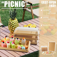 Plateaux de service en papier, boîtes à charcuterie avec couvercles transparents, contenants alimentaires à emporter pour fêtes, pour collations, fruits, biscuits, desserts, sandwichs