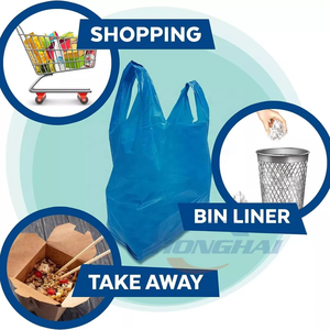 Sacchetti in Plastica Blu per Vestiti, Regali, Pranzo, Shopping, Asporto - Borse a T-Shirt 100% Riciclabili con Manici - Product Image 4