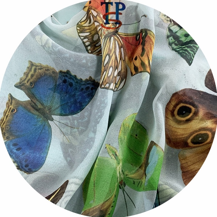 Высококачественная шелковая ткань для платьев с цифровой печатью шириной 140