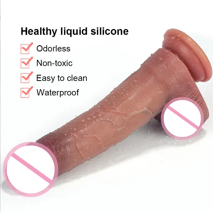Sıcak satış gerçekçi silikon yapay Penis ten rengi yapay Penis büyük boy Flesh gerçekçi cilt yapay Penis mavi damar
