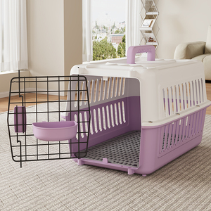 Cage de <span class=keywords><strong>transport</strong></span> pour animaux de compagnie en plastique PP écologique fabriquée en usine, 44x31x27cm, utilisation en <span class=keywords><strong>voiture</strong></span>, multi-usages, durable, boîte de <span class=keywords><strong>transport</strong></span> pour <span class=keywords><strong>chat</strong></span> et chien avec aérations - Product Image 1